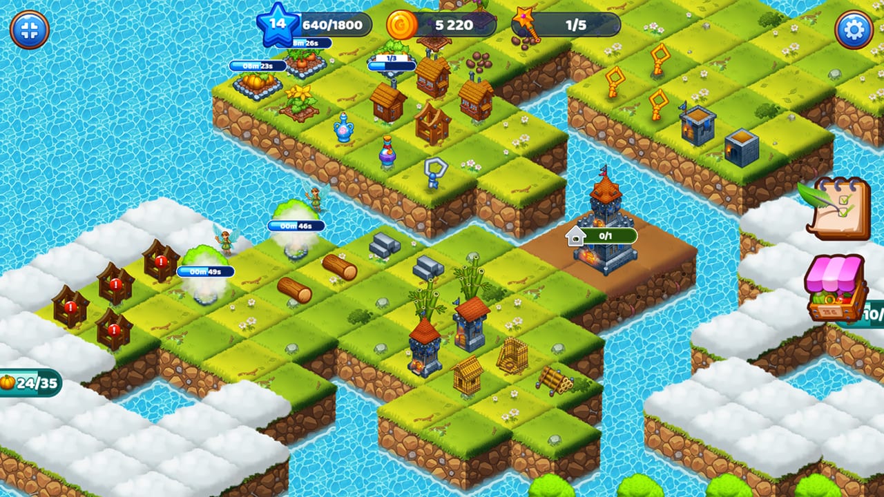 Merge World gameplay — merge items and build fairy structures